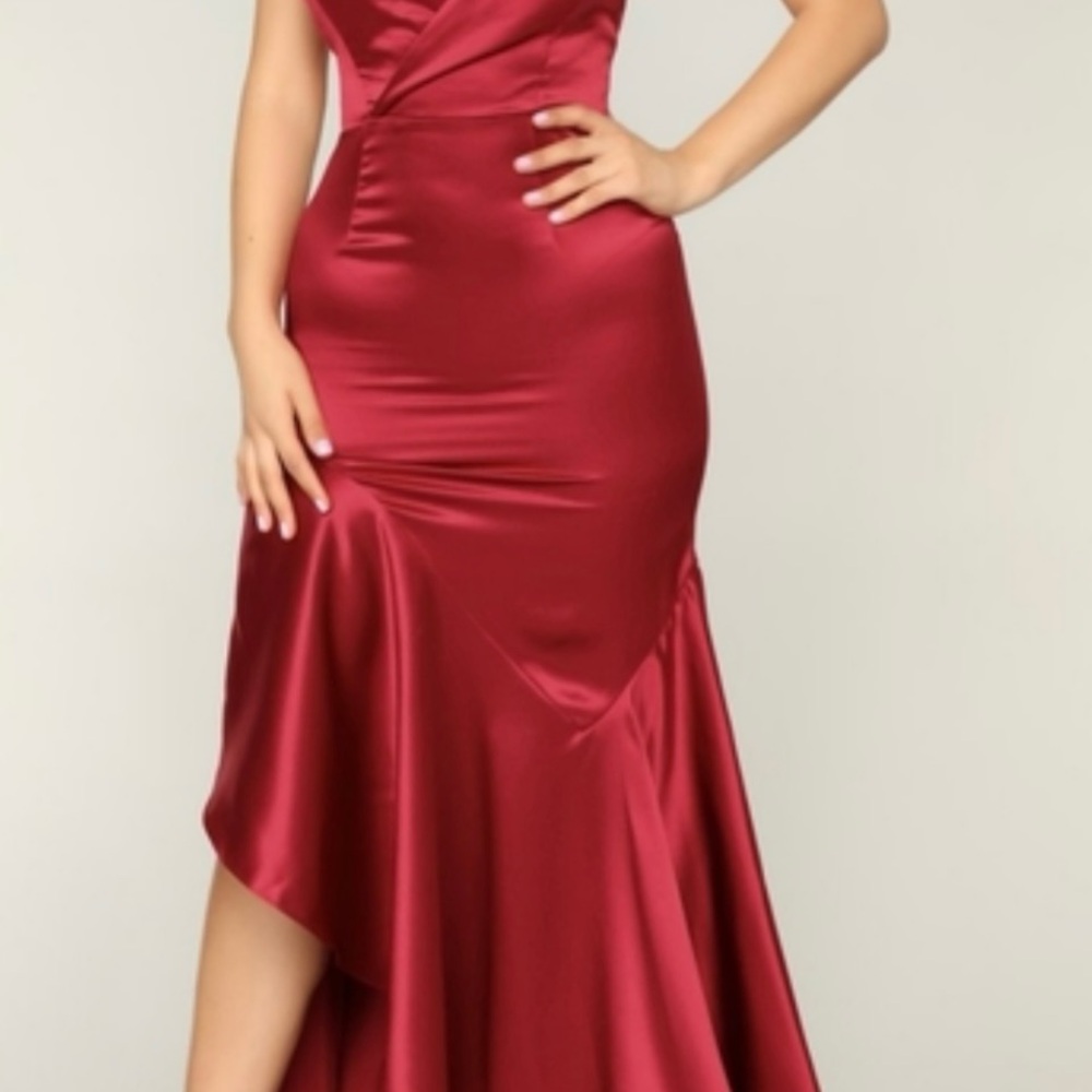 Fashion Nova Burgundy High Low Dress